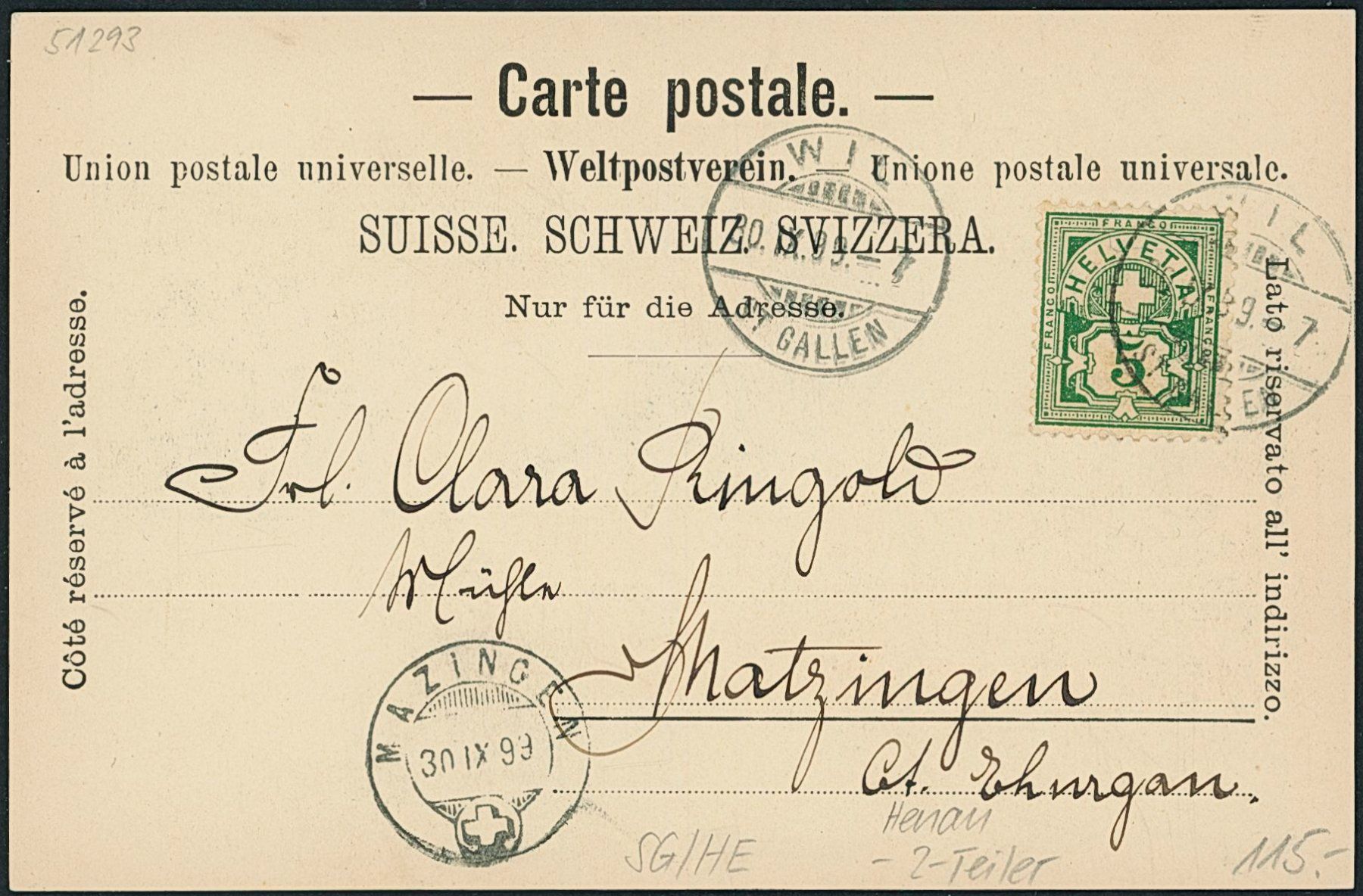 Cartoline postali: SG Henau – Usato da Schindellegi venduto da stationary 1