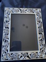 Elegant Silver Photo Frame with Rose Detailing - Home Decor