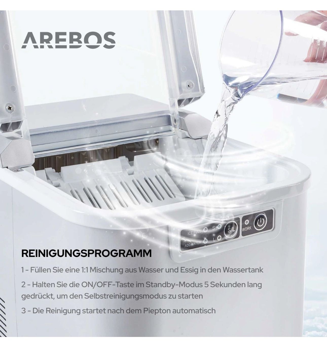 Elettrodomestici da cucina: AREBOS Eiswürfelmaschine 2,2L Icemaker Eiswürfelbereiter Eis – Nuovo e nell'imballaggio originale da Amriswil venduto da JaJa-Express 5
