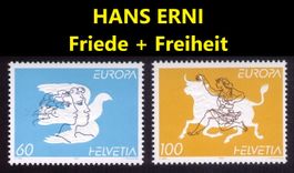 1995_880-81_HANS ERNI ! _EUROPA_ Friedenstaube+Stier ! **