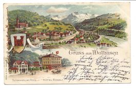 Gruss aus Wolhusen LU Hotel Rössli - Tuchhandlung Litho 1901