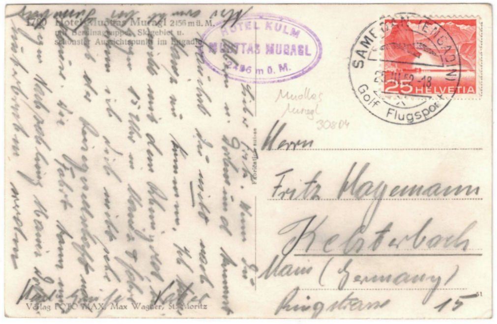 Cartoline postali: St. Moritz - Standseilbahn Muottas Muragl Bergstation – Usato da Binningen venduto da Mountainrider 1