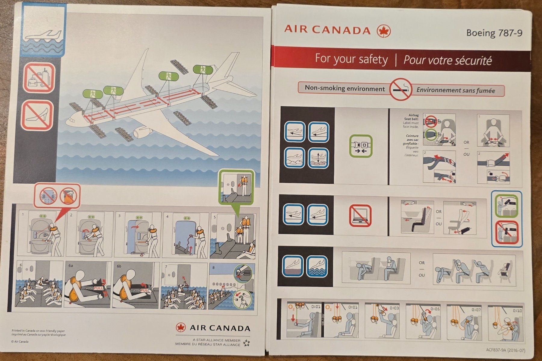 Karten: Safety Card Air Canada Boeing 787-9 – Gebraucht aus Oberentfelden von MGScalePlanes