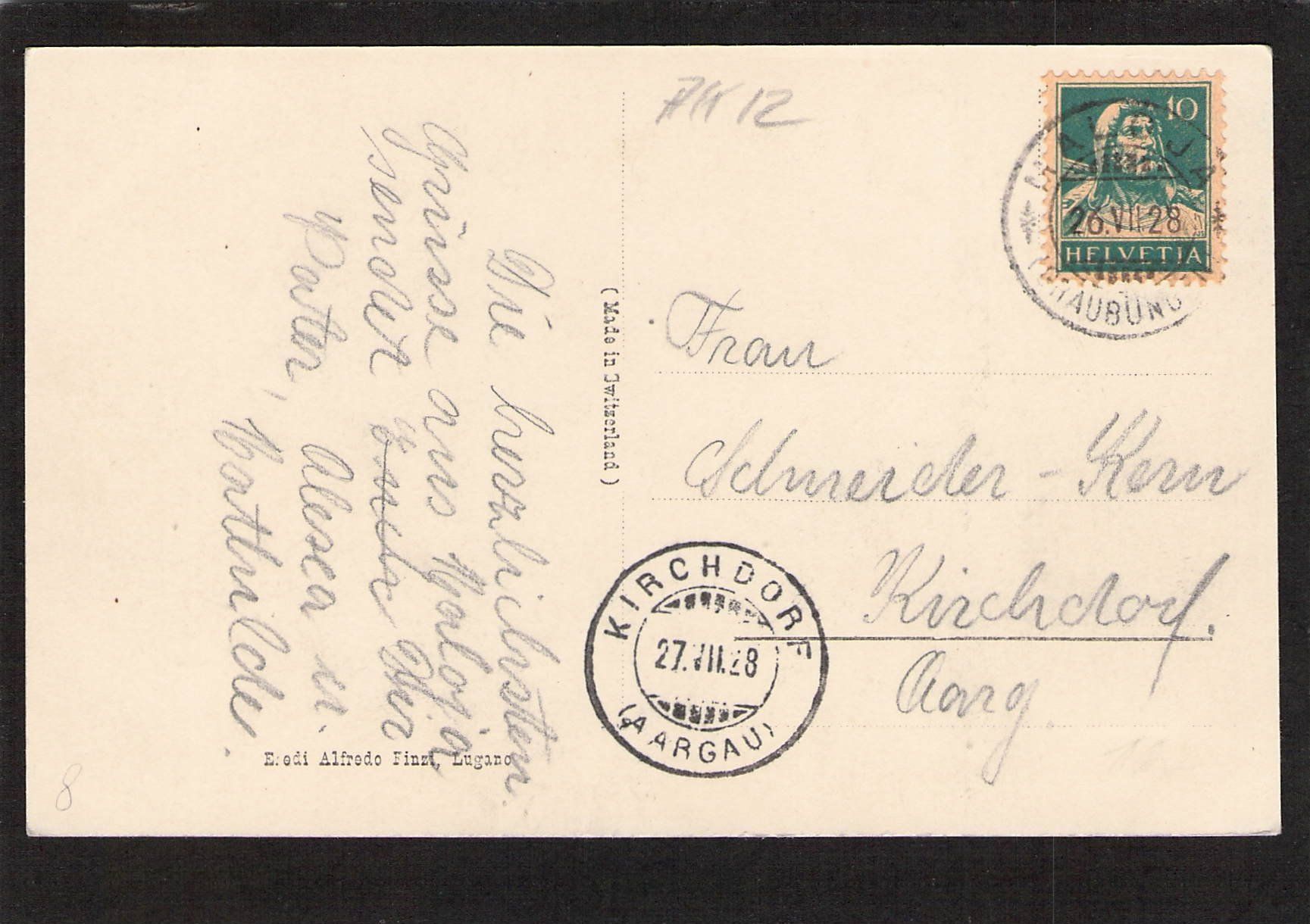 Cartoline postali: Maloya mit Silser See , gel. 1928 – Usato da Reichenburg venduto da Pipo-67 1