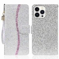 iPhone 14 Pro Max Handy Hülle - Glitzer Leder Bookcover