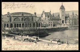 AK Zürich, Bahnhof und Schweiz. Landesmuseum
