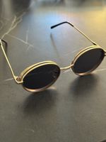 Runde Sonnenbrille Mattgold Schwarz