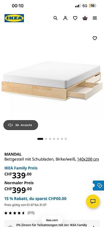 Ikea Betten: IKEA Bett Mandal 140x200 – Gebraucht aus St. Gallen von eli_5v7k 2