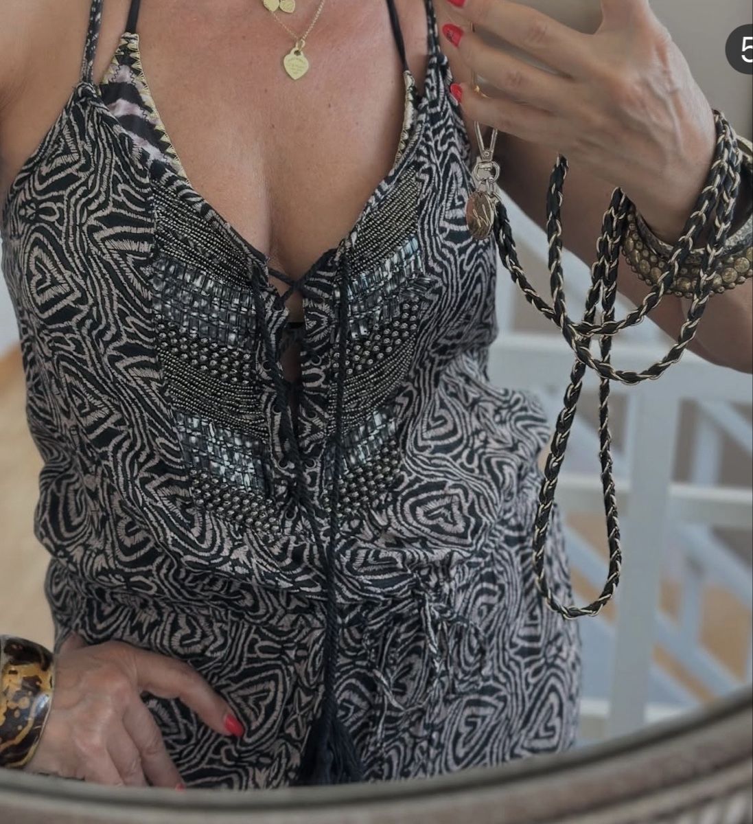 Mango Tute: Sommerlicher Jumpsuit mit Ethno-Muster & Fransen Gr. M – Usato da Zürich venduto da zor_9n5z 4