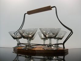 50er 60er Jahre Likörgläser im Träger Modern Mid Century