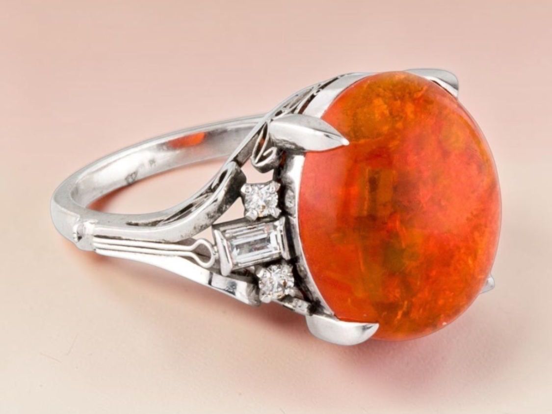 Anelli: Exklusiver Platinring mit grossem Opal & Diamanten – Usato da Embrach venduto da marufa 1