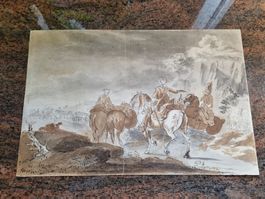 Alte Original Zeichnung Jean-Baptiste Leprince, 1734-1781