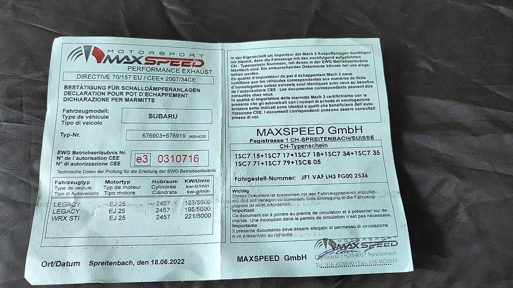 Subaru Auspuffanlagen: Maxspeed R1 Subaru Impreza WRX/STI Hatchback – Gebraucht aus Himmelried von KTMsmc690 1