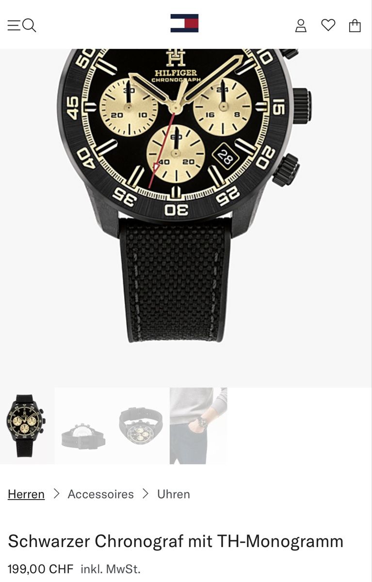 Tommy Hilfiger Orologi: Schwarzer Chronograf mit TH-Monogramm – Nuovo (secondo la descrizione) da Frick venduto da ser_j79m 2