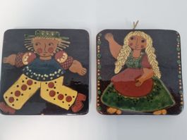 Schweizer Bauernkeramik Steffisburg Wandplatten 10x10cm