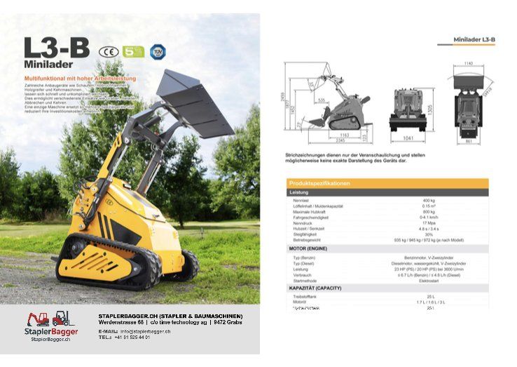 Toutes les machines: Minilader - L3-B "Sommeraktion" – Neuf avec emballage d'origine à Grabs par Time-tech 4