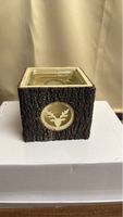 Rustikale Deko-Lampe aus Holz mit Hirsch-Motiv, Neu!