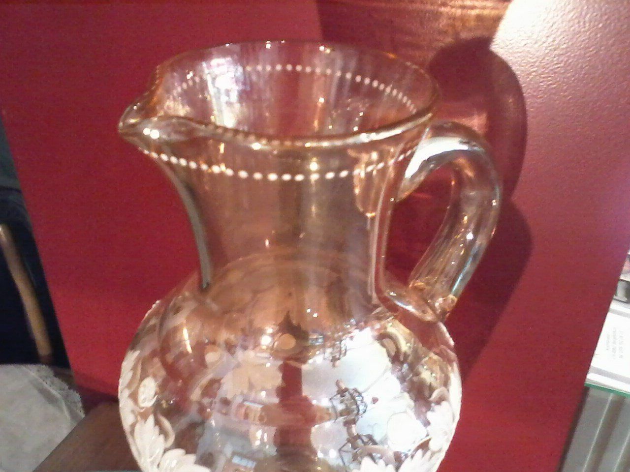 Caraffe: Antiker Glaskrug mit Schneemalerei – Usato da Brunnen venduto da brocundfloh 3
