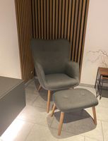 Sessel mit Hocker grau neuwertig