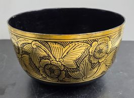 Handbemalte asiatische Holzschüssel – schwarz/gold Asiatika