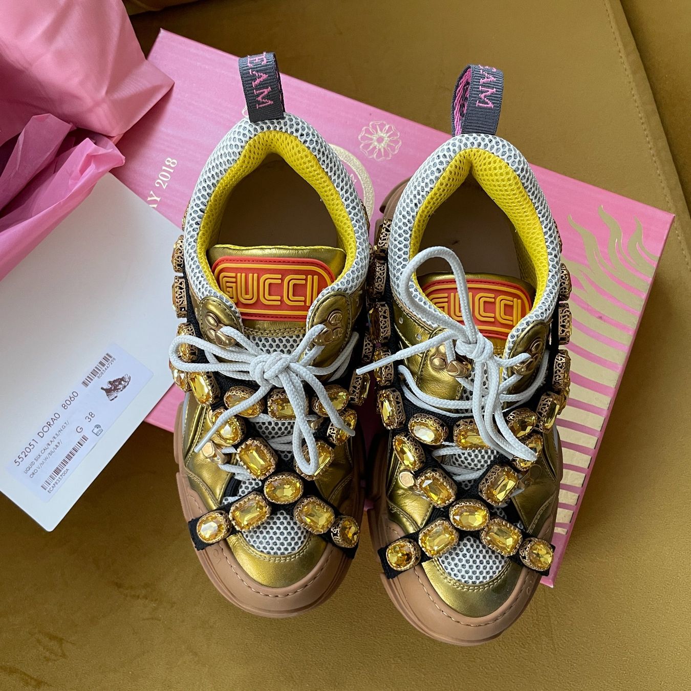 Scarpe da donna: Gucci Flashtrek Crystals 'Gold' – Usato da Dagmersellen venduto da sheli17 4
