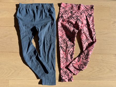 2 Leggings Mädchen Gr. 116 hellblau & rosa Print