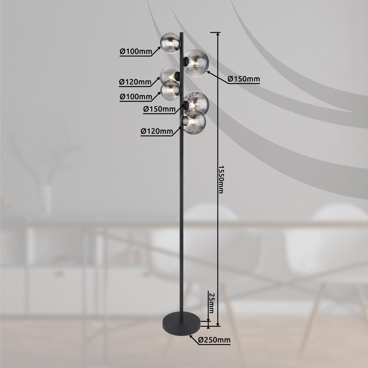 Lampade: Stehleuchte, LED, Glas, 155 cm Höhe – Nuovo (secondo la descrizione) da Kreuzlingen venduto da Smart-Light 2