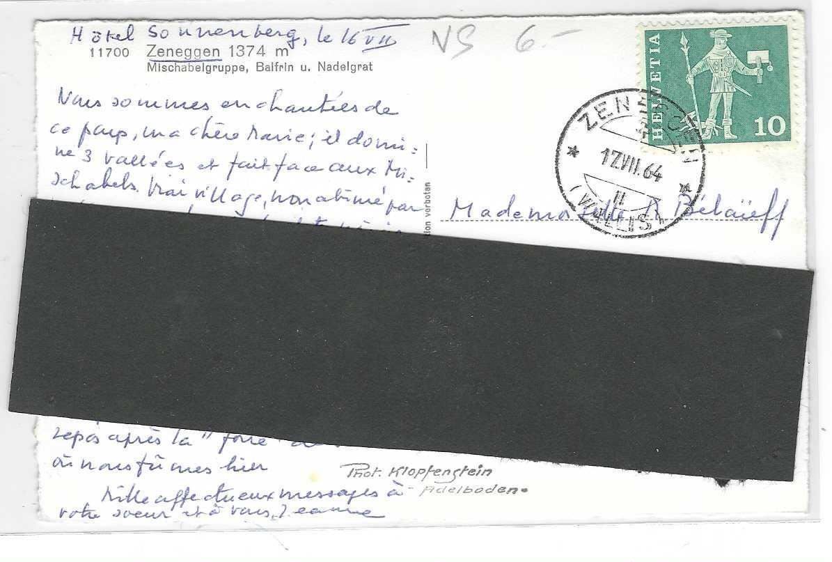 Cartoline postali: 17.7.64  ZENEGGEN rars Luftbild/Ortstempel – Usato da Zürich venduto da Hagliweg 1