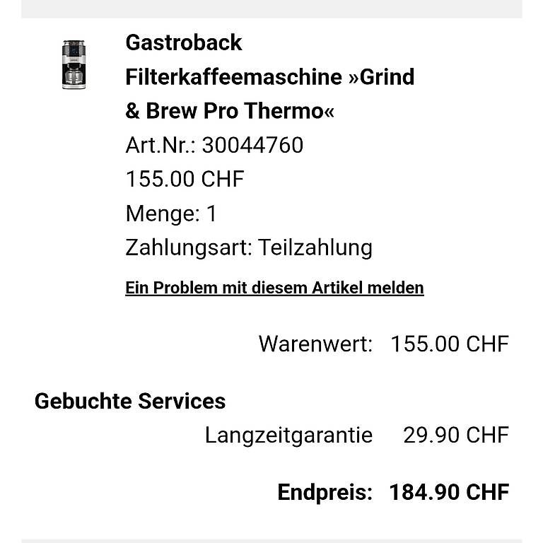 Kaffeemaschinen & Espressomaschinen: FilterKaffeemaschine »Grind & Brew Pro Thermo« – Gebraucht aus Beinwil am See von hei_v2s7