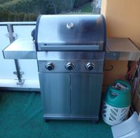 NEUER original Verpackter 3 - Flammen Chromstahl gas Grill