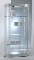 Glasvitrine, ESG Glas, Oval, Silber, LED (95cmx55cmxH.190cm)