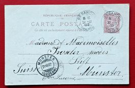 FRANKREICH PK GANZSACHE FRANCE BESANCON MÜNSTER LUZERN 1902