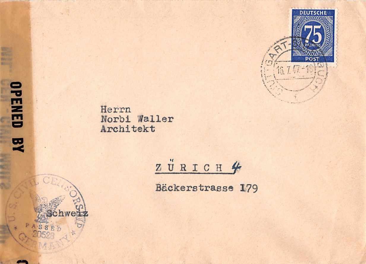 Alle Briefmarken: alter ZENSUR-Brief - STUTTGART-SILLENBUCH - ab 1.-- – Gebraucht aus Lufingen von philatelieshop