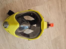 Schnorchelmaske Vollgesichtsmaske gelb mit Netz Gr. M