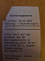 Mitfahrttageskarte / Mitfahrtageskarte SBB bis 22.07.2027