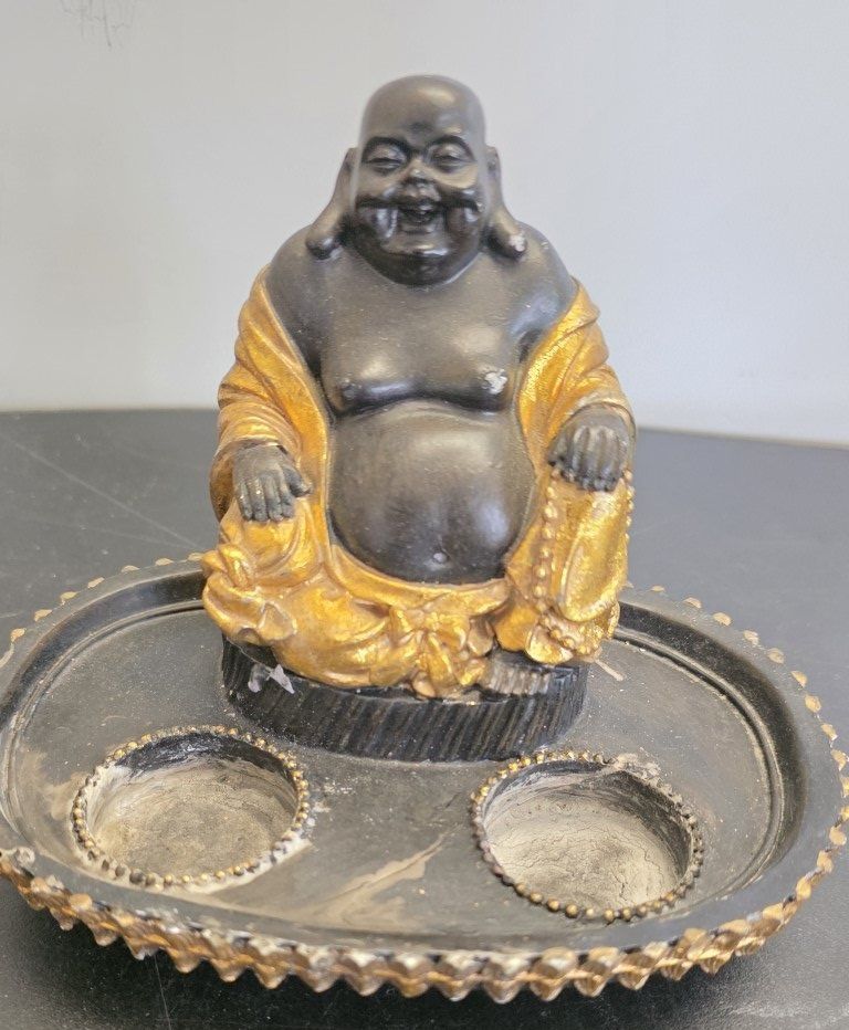 Alle Dekorationen: Deko Buddha Figur schwarz gold mit Teelichthalter – Gebraucht aus Flums von Flumsantik