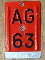 AG 63 - VELONUMMER - FAHRRADSCHILD - PLAQUE DE VELO - AG 63