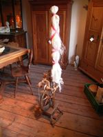 Spinnrad aus dem Wallis mit Hanfzopf