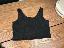 Damen Crop Top schwarz gerippt kurzer Schnitt Gr.M