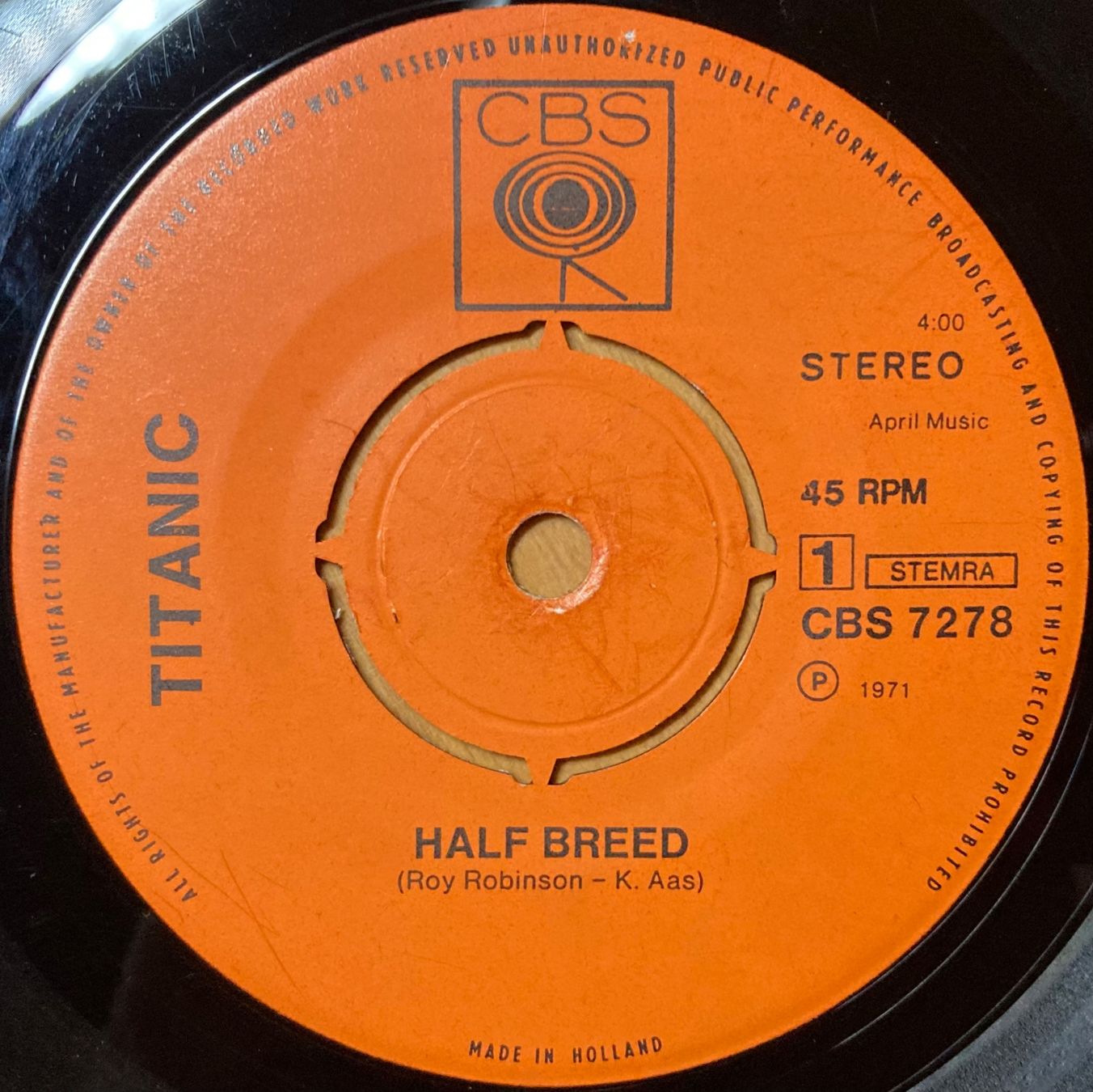 Vinyles: TITANIC - HALF BREED / SANTA FE – Défectueux à Poliez-Pittet par Newtown-Records 2