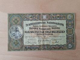 Schweizer Banknote 5.00 Franken JG 1951
