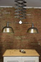 KE245 Alte Scheren Lampe / Alte Doppel Schirm Lampe / Blech