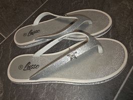 Silbrige Glitzer Flip Flops Grösse 38 