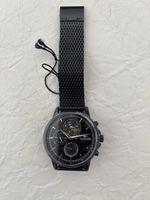Montre homme Tommy Hilfiger noire, bracelet maille 47mm