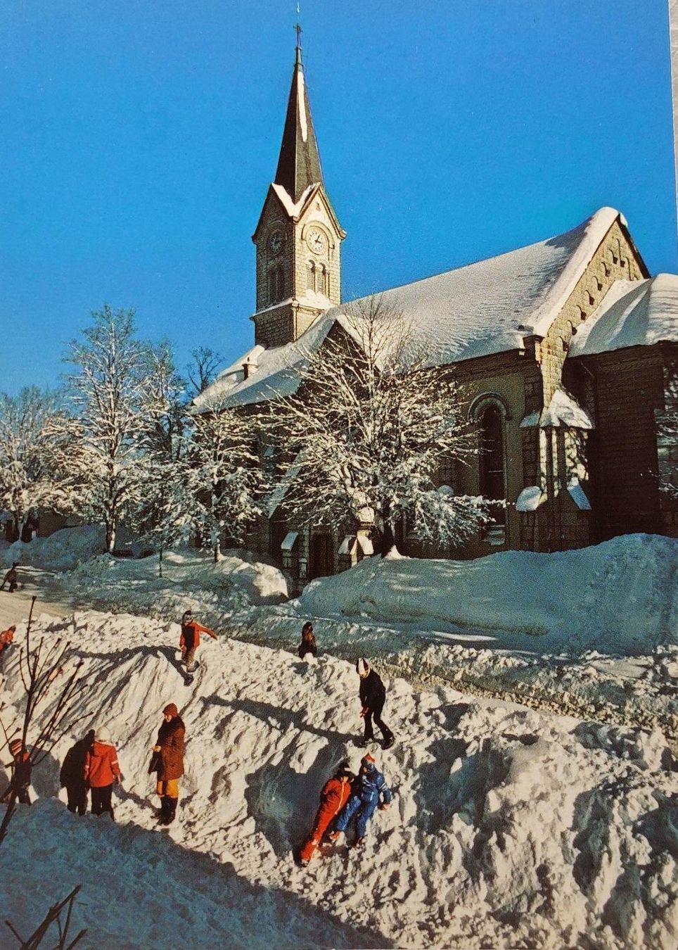 Ansichtskarten: LE SENTIER - L'Église en hiver – Gebraucht aus Delémont von Domdom1