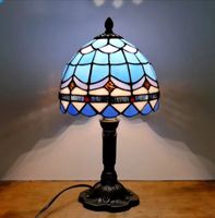 Lampe de Table vintage  en verre et résine style Tiffany