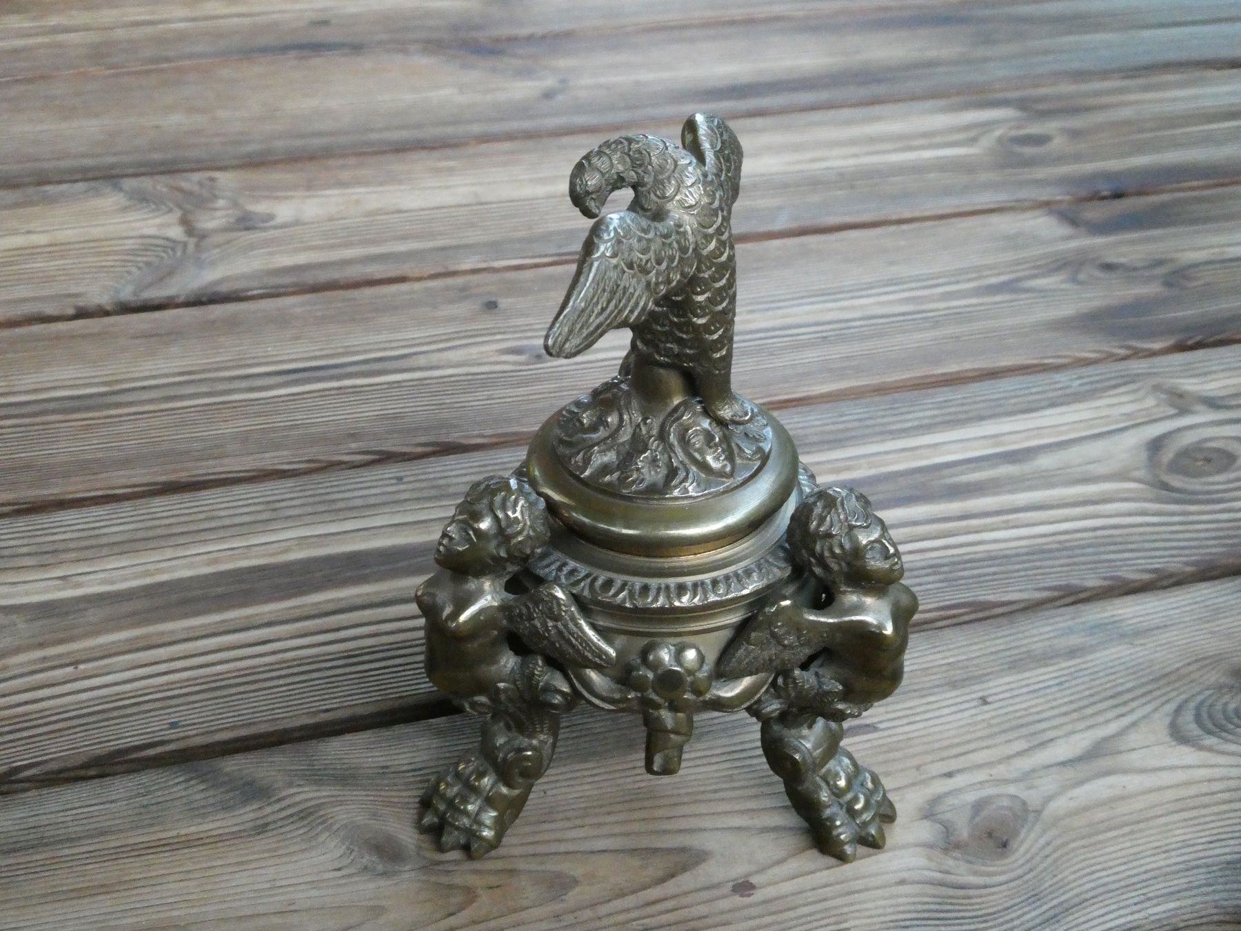 Skulpturen & Statuen: antikes Tintenfass, Tintengefäss schwerer Bronzeguss – Gebraucht aus Lüchingen von  4