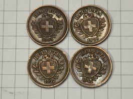 4x 1 Rappen Münzen 1903 1929 1932 1941 