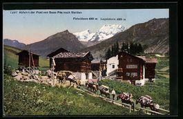 Saas-Fée, Abfahrt der Post vom Ort nach
