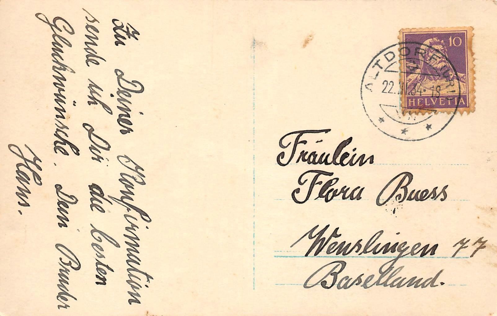 Cartoline postali: Andenken Konfirmation, Engel mit Blumen – Usato da Ottikon b.Kemptth. venduto da Neptun1974 1